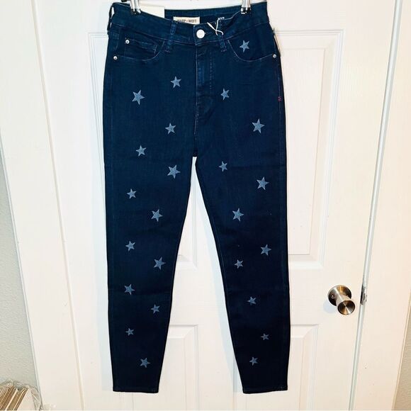 Warp + Weft MPX Milan High Rise Skinny Jeans Star Patterned Dark Blue 28 NWT - Picture 4 of 11